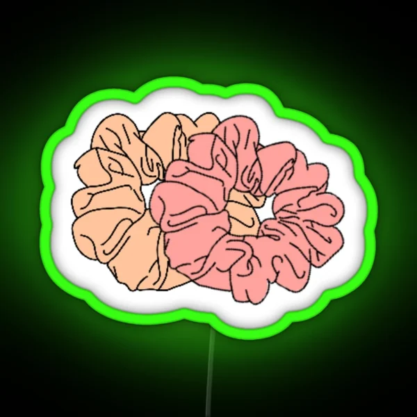Yellow And Coral Scrunchies RGB Neon Sign