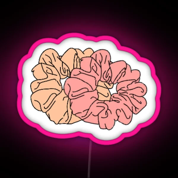 Yellow And Coral Scrunchies RGB Neon Sign