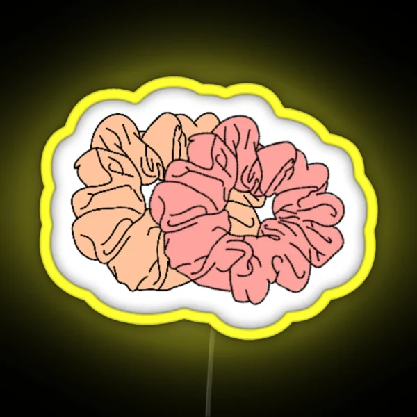 Yellow And Coral Scrunchies RGB Neon Sign