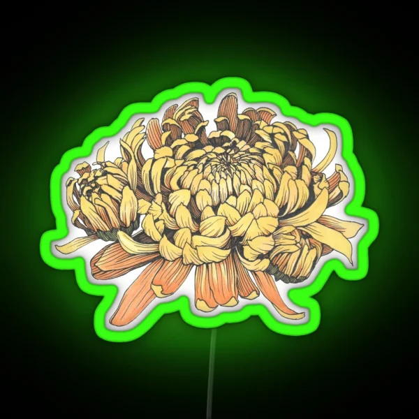 Yellow Chrysanthemum RGB Neon Sign