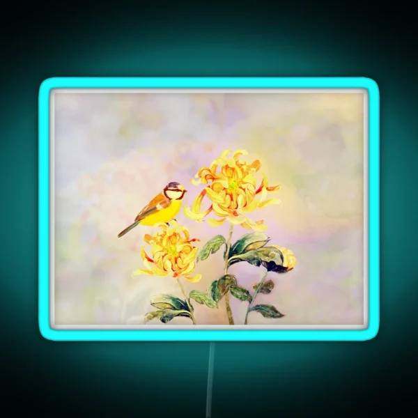 Yellow Chrysanthemums RGB Neon Sign