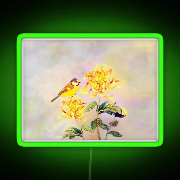 Yellow Chrysanthemums RGB Neon Sign