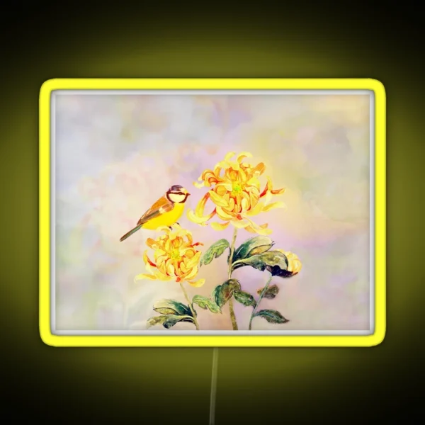 Yellow Chrysanthemums RGB Neon Sign