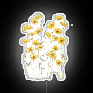 Yellow Cosmos Flowers RGB Neon Sign