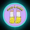 Neon Retro Sign Featuring Yellow Crocs and Socks in Colorful Glow