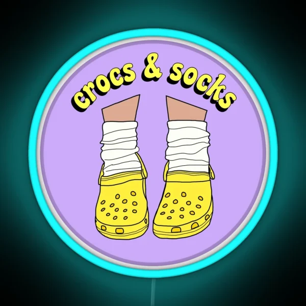 Yellow Crocs And Socks RGB Neon Sign