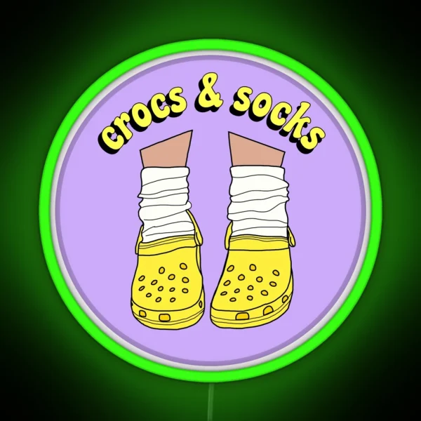 Yellow Crocs And Socks RGB Neon Sign