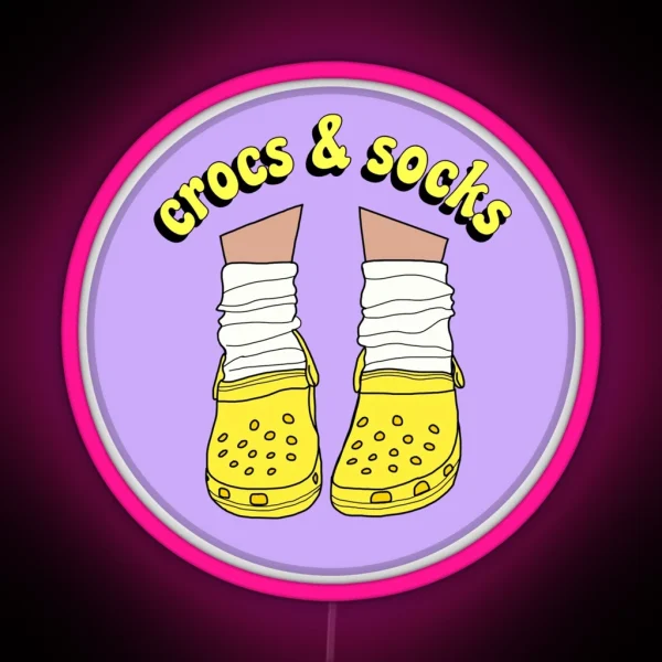 Yellow Crocs And Socks RGB Neon Sign