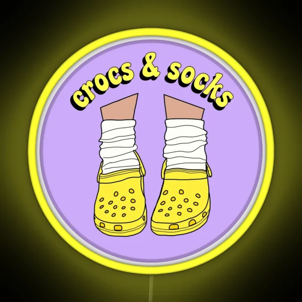 Yellow Crocs And Socks RGB Neon Sign