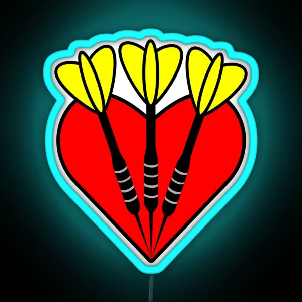 Yellow Darts In Heart RGB Neon Sign