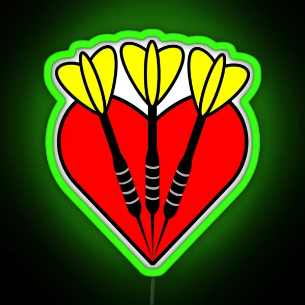 Yellow Darts In Heart RGB Neon Sign