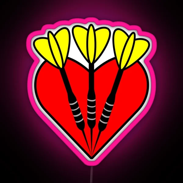 Yellow Darts In Heart RGB Neon Sign