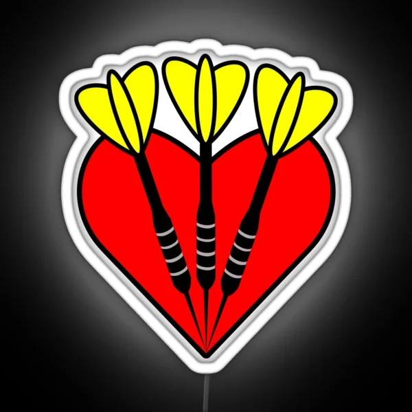 Yellow Darts In Heart RGB Neon Sign