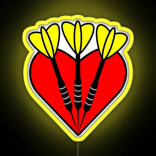 Yellow Darts In Heart RGB Neon Sign
