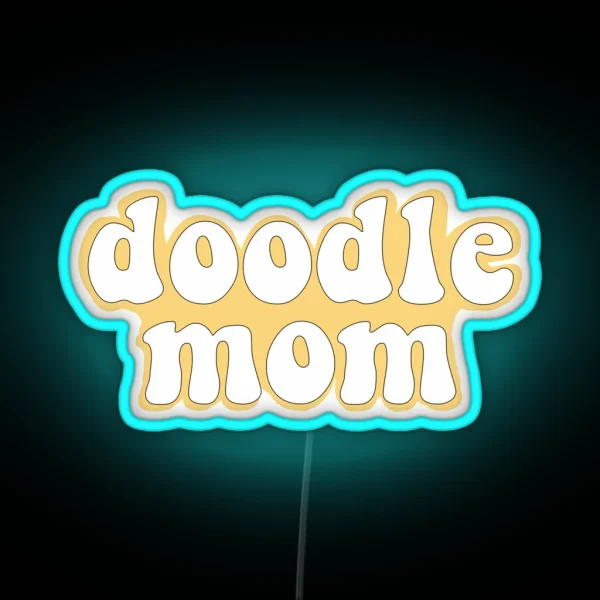 Yellow Doodle Mom Golden Doodle Goldendoodle Led RGB Neon Sign