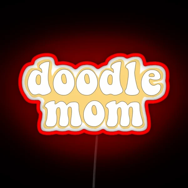 Yellow Doodle Mom Golden Doodle Goldendoodle Led RGB Neon Sign