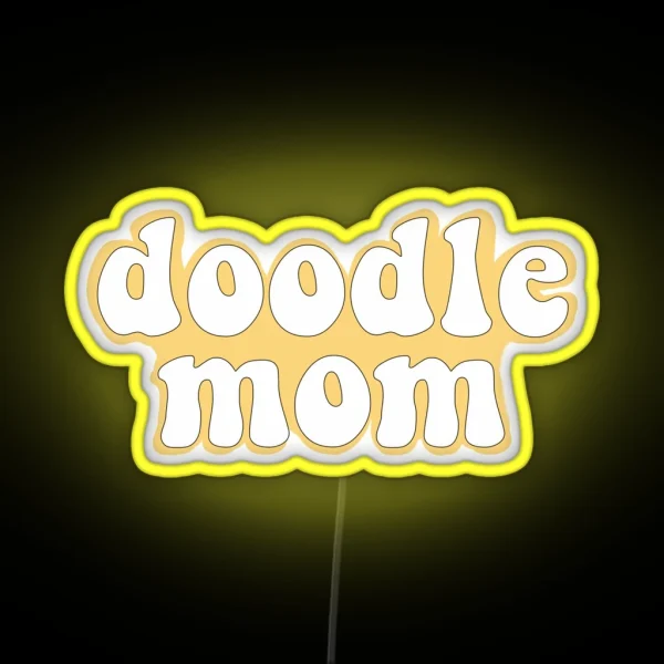 Yellow Doodle Mom Golden Doodle Goldendoodle Led RGB Neon Sign