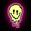 RGB Neon Yellow Droplet Face Sign with Dripping Happy Expression