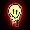 Eye-catching retro-style yellow dripping smiley face RGB neon sign decoration.