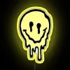 Vibrant Yellow Dripping Smiley Face Neon Sign with Colorful Rainbow Accent