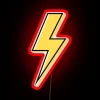 Vibrant yellow and red neon flash light effect decor sign.