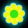 Colorful Vibrant 3D Art Neon Sign with Yellow Green Floral Design