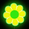 Neon Vibe Yellow and Green Retro Floral Boho Wall Art Sign