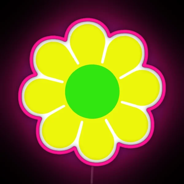 Yellow Green Hippy Flower Daisy RGB Neon Sign