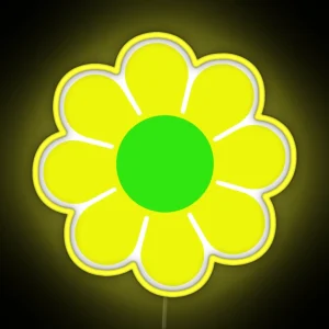 Yellow Green Hippy Flower Daisy RGB Neon Sign