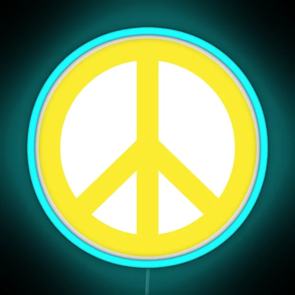 Yellow Peace Sign Symbol RGB Neon Sign