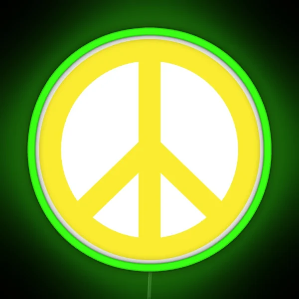 Yellow Peace Sign Symbol RGB Neon Sign