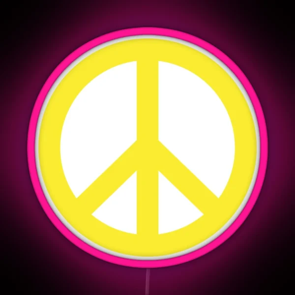 Yellow Peace Sign Symbol RGB Neon Sign