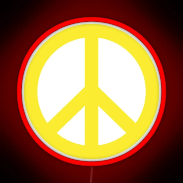 Yellow Peace Sign Symbol RGB Neon Sign