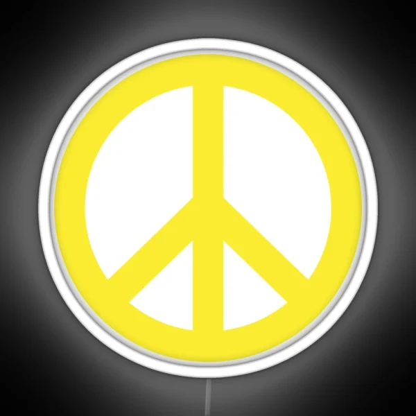 Yellow Peace Sign Symbol RGB Neon Sign