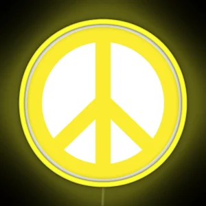 Yellow Peace Sign Symbol RGB Neon Sign