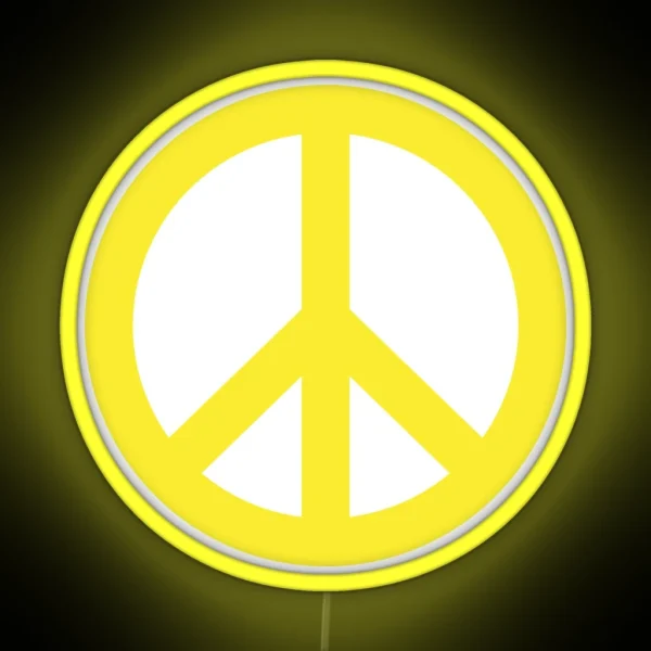Yellow Peace Sign Symbol RGB Neon Sign