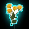 Vibrant Yellow Rose Bouquet Neon Wall Decor led Accent Lighting