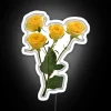 Vibrant Yellow Rose Bouquet Neon Sign in Bright Electric Color