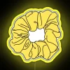 Neon yellow scrunchie decoration with color-changing led light design features.