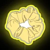 LED neon scrunchie sign in vibrant yellow with color-changing technology