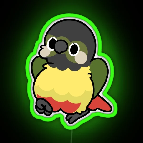 Yellow Sided Green Cheek Conure 2 Kawaii Birbs RGB Neon Sign