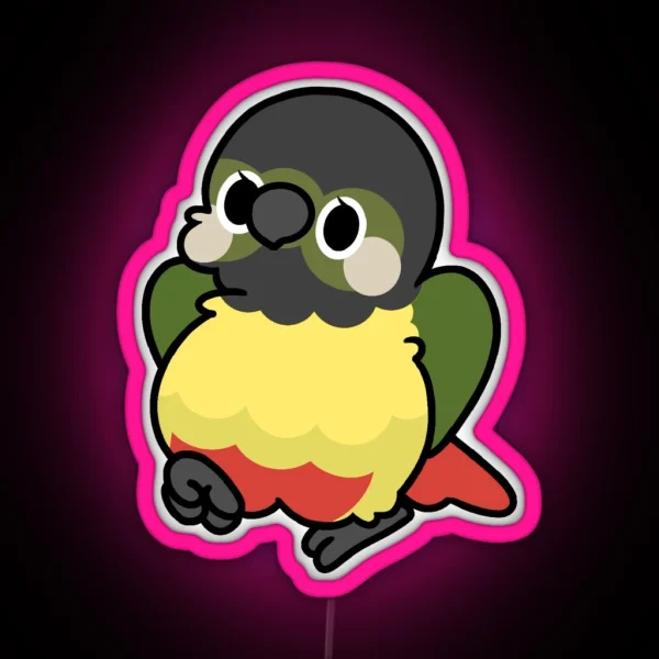 Yellow Sided Green Cheek Conure 2 Kawaii Birbs RGB Neon Sign