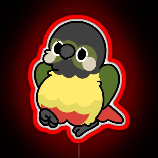 Yellow Sided Green Cheek Conure 2 Kawaii Birbs RGB Neon Sign