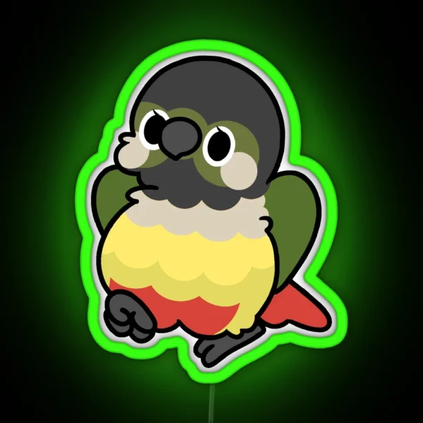 Yellow Sided Green Cheek Conure Kawaii Birbs RGB Neon Sign