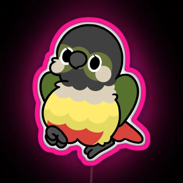 Yellow Sided Green Cheek Conure Kawaii Birbs RGB Neon Sign
