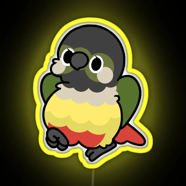 Yellow Sided Green Cheek Conure Kawaii Birbs RGB Neon Sign