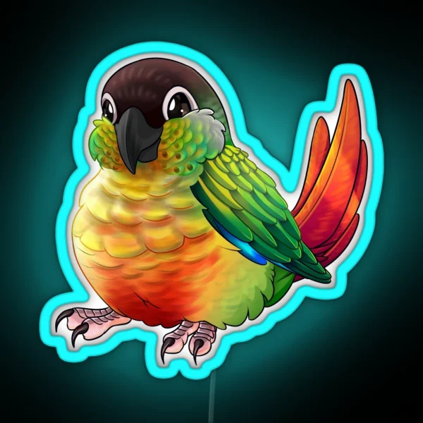 Yellow Sided Green Cheek Conure RGB Neon Sign