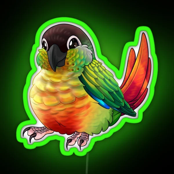 Yellow Sided Green Cheek Conure RGB Neon Sign