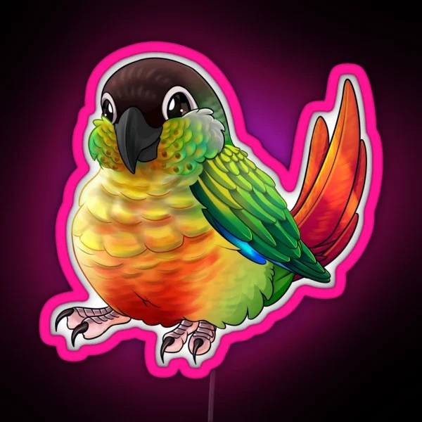Yellow Sided Green Cheek Conure RGB Neon Sign