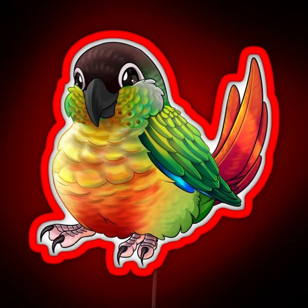 Yellow Sided Green Cheek Conure RGB Neon Sign